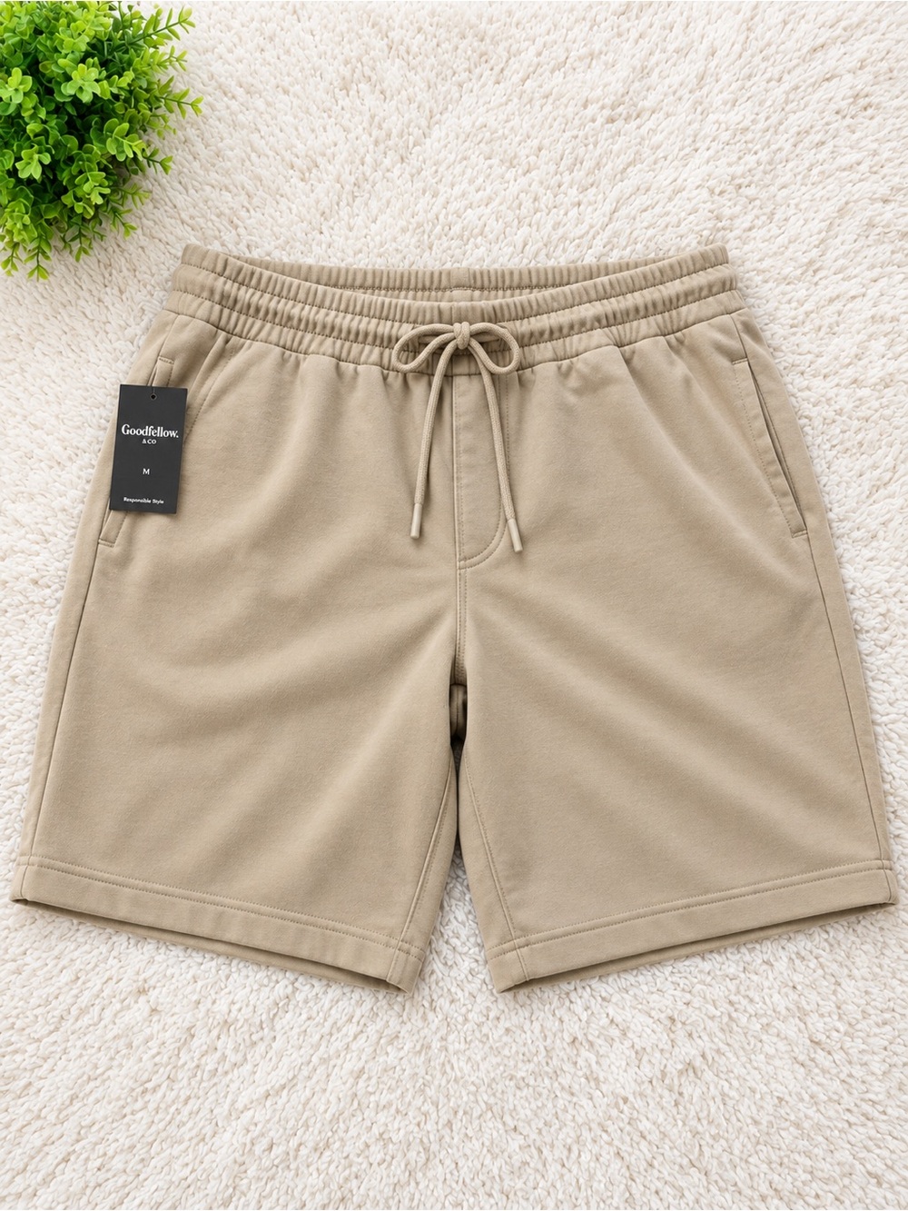 Original Use Tan Elastic Drawstring Athletic Shorts